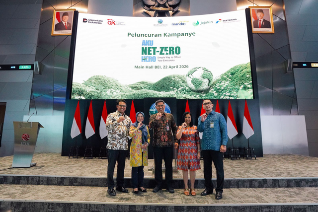 Peluncuran kampanye AKU NET-ZERO HERO di Gedung Bursa Efek Indonesia, Jakarta pada Rabu (22/4). Foto: Dok. Pertamina