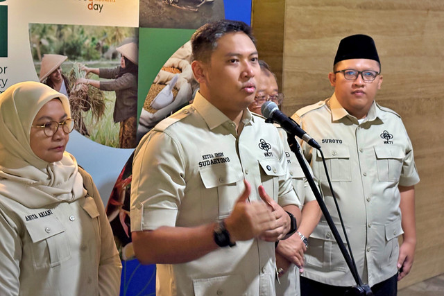 Wamentan sekaligus Ketua HKTI, Sudaryono, usai acara HUT HKTI ke-53 di Gedung Kementerian Pertanian, Jakarta Selatan pada Senin (27/4/2026). Foto: Argya Maheswara/kumparan