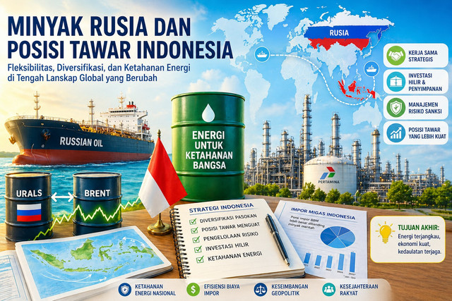 Ilustrasi minyak Rusia meningkatkan posisi tawar Indonesia. Foto: Dok. ChatGPT