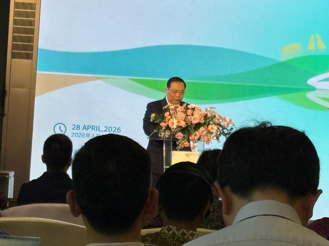 President of China International Communication Group (CICG), Chang Bo dalam gelaran China-Indonesia Friendship Stories Exchange Event di Stasiun KCIC Halim, Jakarta Timur, Selasa (28/4/2026). Foto: Widya/kumparan