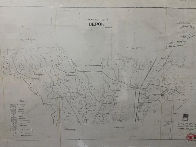 Peta Depok saat masih merupakan tanah partekelir. Foto: Thomas Bosco/kumparan