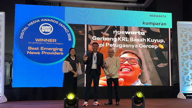 kumparan kembali mendapat Best in Audience Engagement di ajang WAN-IFRA Digital Media Awards Asia 2026 di Festa Pavilion, Rigodon Hall, The Manila Hotel, Filipina, Selasa (28/4/2026). Foto: kumparan
