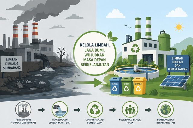 Dari polusi ke solusi: limbah dikelola, bumi lestari, masa depan terjaga.Gambar dihasilkan dari Gemini AI
