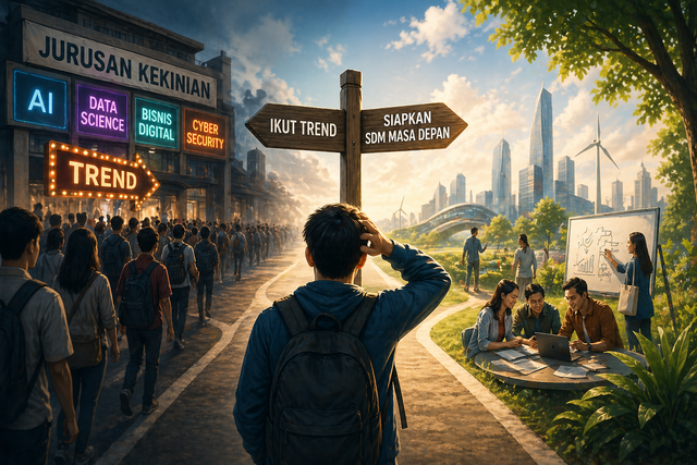 Ilustrasi keputusan perguruan tinggi di Indonesia. Foto: Generated by AI