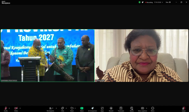 Wamendagri Ribka Haluk saat hadiri Musrenbang RKPD dan Otsus Provinsi Papua Tahun 2027 yang digelar virtual dari Jakarta, Kamis (30/4/2026). Foto: Kemendagri RI