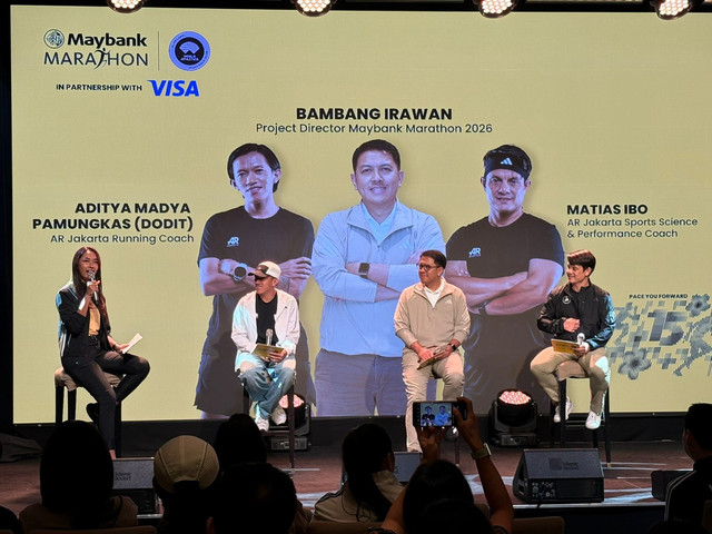 Pembukaan program Road To Maybank Marathon 2026 di Jakarta Pusat, Kamis (30/4/2026). Foto: Rayyan Farhansyah/kumparan