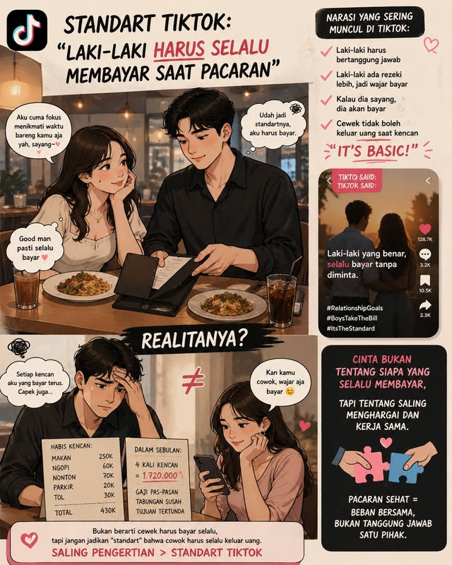 ilustrasi : pacaran standar tiktok, foto:chatGPT