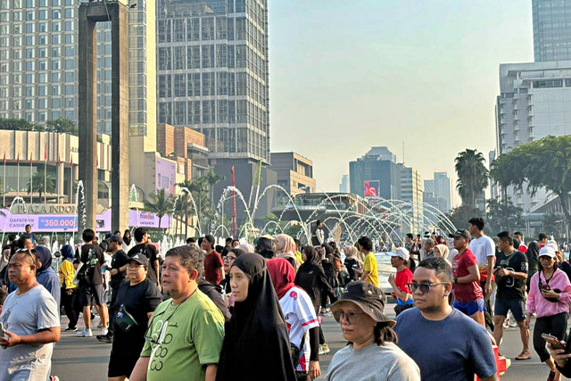 Suasana Car Free Day (CFD) di kawasan Bundaran HI, Jakarta, Minggu (3/5/2026). Foto: Jeni Ritanti/kumparan