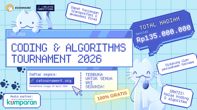 Ecommurz gelar Coding & Algorithms Tournament (CAT) 2026, kompetisi pemrograman yang diselenggarkan bersama csrelatedcompetitions. Foto: Ecommurz.