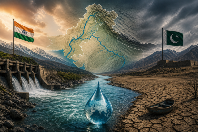 Sungai Indus, menjadi titik krusial dalam hubungan India dan Pakistan. Gambar dibuat oleh AI.