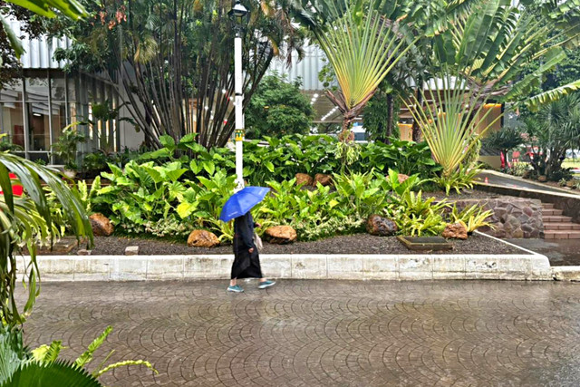 Hujan deras di Balai Kota DKI Jakarta, Senin (4/5/2026). Foto: Nasywa Athifah/kumparan