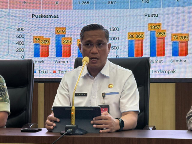 Juru Bicara Satgas PRR Pascabencana Sumatera, Amran saat memberikan paparan mengenai update penanganan bencana Sumatera di Kantor Kemendagri, Jakarta Pusat, Rabu (6/5/2026). Foto: Ryan Iqbal/kumparan