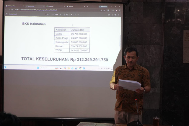 Eko Suwanto menjelaskan BKK Danais 2026 untuk Kabupaten dan Kota Yogya. Foto: Dok. Istimewa