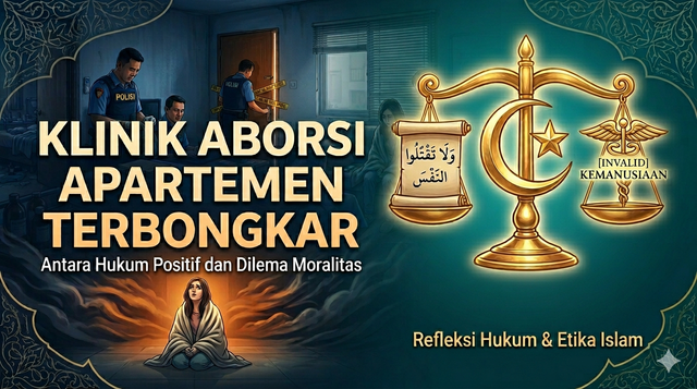 Gambar ilustrasi Kasus Klinik Aborsi Ilegal dan Refleksi Hukum Etika Islam (Sumber: AI)