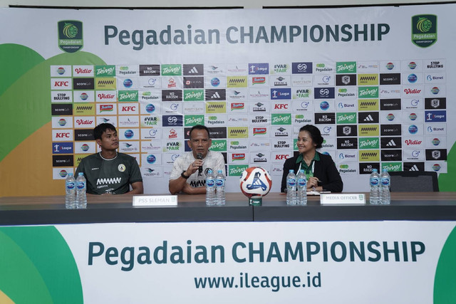Konferensi pers pre-match final Liga 2 tim PSS Sleman di Stadion Maguwoharjo, Jumat (8/5). Foto: Pandangan Jogja/Gigih Imanadi Darma