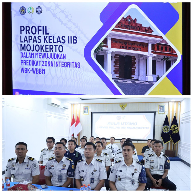 Lapas Mojokerto Terima Penguatan Menuju WBBM Oleh Kanwil Ditjenpas Jatim Secara Virtual (Foto:HumasLapasMoker)