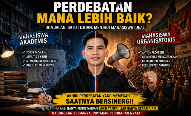 Ilustrasi saatnya mahasiswa berhenti untuk memilih dan mulai menggabungkan. Foto: Generated by AI