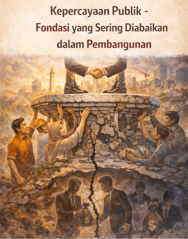 Kepercayaan Publik: Fondasi Utama Pembangunan. Ilustrasi: AI Generated/Dok. Pribadi.