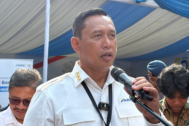 Dirut Bulog, Ahmad Rizal Ramdhani dalam pembukaan bazar Gerakan Pangan Murah (GPM) dalam rangka HUT Bulog ke-59 di Kantor Bulog, Jakarta Selatan pada Senin (11/5/2026). Foto: Argya Maheswara/kumparan