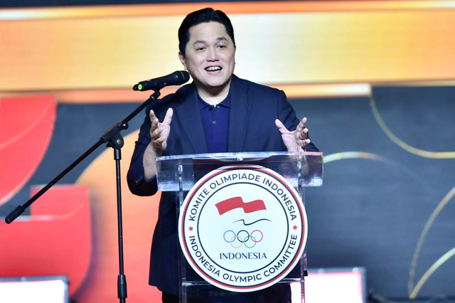 Menpora, Erick Thohir saat hadiri Rapat Anggota Komite Olimpiade Indonesia (2026) di Hotel Fairmont, Jakarta, Sabtu (9/5/2026). Foto: Dok. Kemenpora