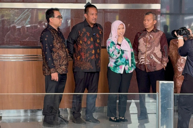 Wakil Ketua Ombudsman Republik Indonesia (ORI) Rahmadi Indra bersama anggota mendatangi Gedung Merah Putih KPK, Jakarta, Senin (12/5/2026). Foto: Jeni Ritanti/kumparan