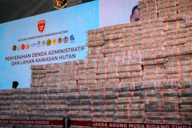 Satuan Tugas Penertiban Kawasan Hutan (Satgas PKH) akan menggelar kegiatan penyerahan hasil penyelamatan keuangan negara di kawasan Kejaksaan Agung, Jakarta, Rabu (13/5/2026). Foto: Jamal Ramadhan/kumparan