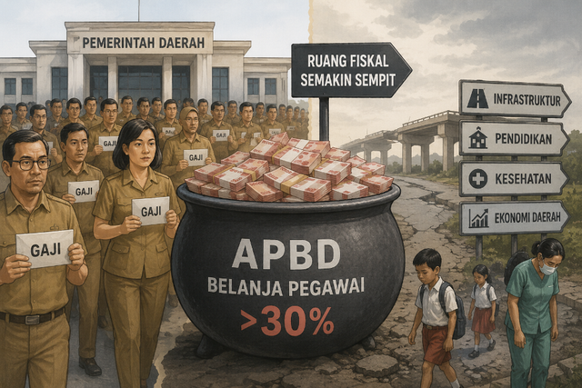Kebijakan Pembatasan Belanja Pegawai dari APBD di Daerah. Ilustrasi: AI Generated/Dok. Pribadi.