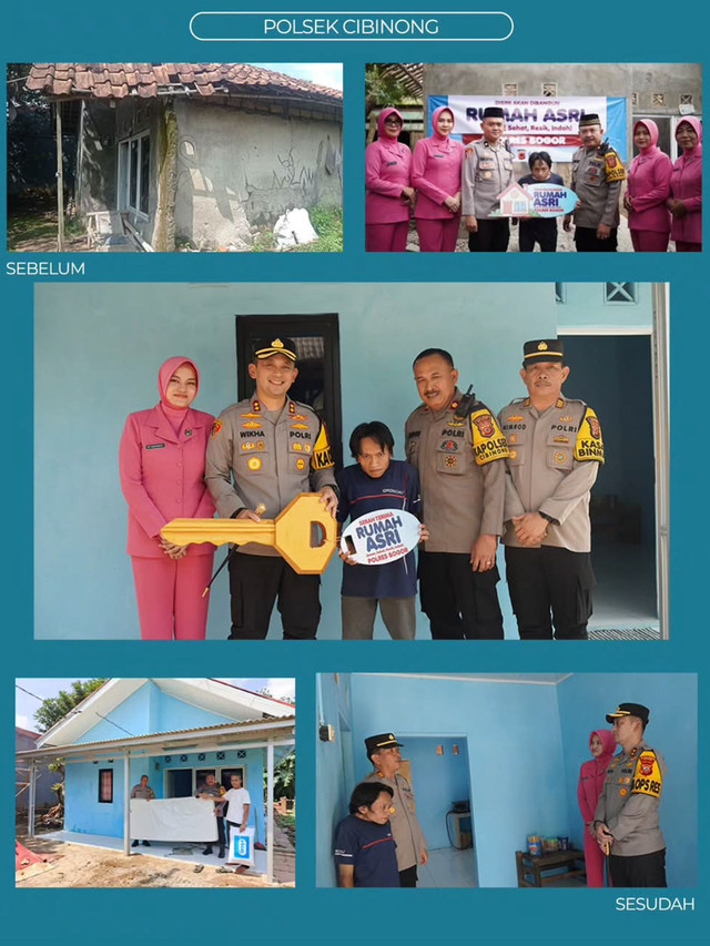 Program Polisi Baik Polres Bogor yang diinisiasi bersama Kapolda Jabar melakukan pembangunan rumah tidak layak huni (rutilahu) di sejumlah titik. Foto: Instagram/ @kapolresbogor