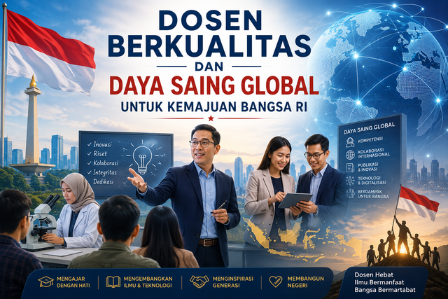 Ilustrasi dosen berkualitas dan daya saing global. Foto: Generated by AI