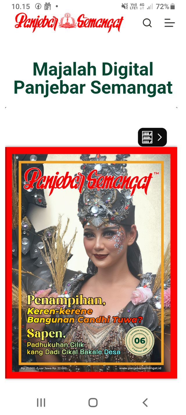Majalah Panjebar Semangat kini sudah tersedia dalam versi digital. (Foto: Tangkapan Layar Mohamad Jokomono)
