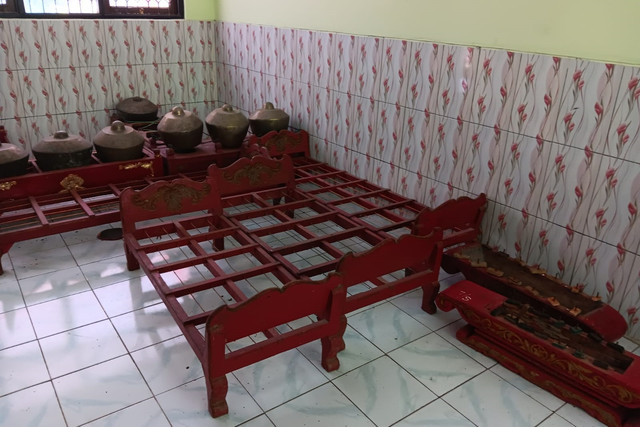 Gamelan yang terdapat di SMP Satu Atap Undaan, Kabupaten Kudus, Jawa Tengah hilang dicuri. Foto: SMP Satu Atap Undaan