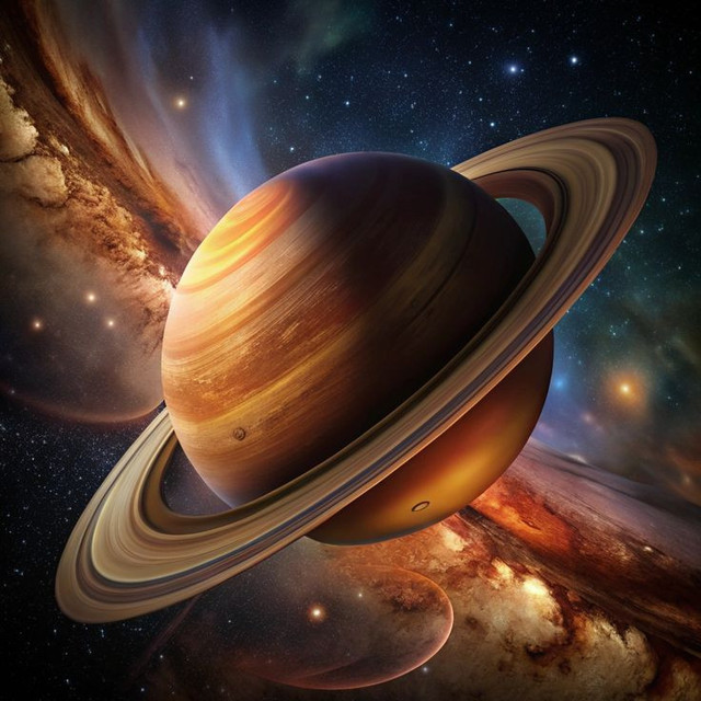 Illustrasi Artistik Planet Saturnus, Si Planet Bercincin (Gambar dibuat oleh Nano Banana AI)