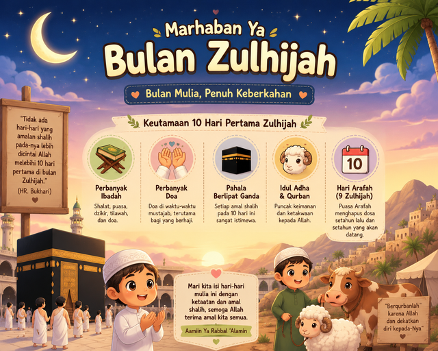 Ilustrasi Marhaban Ya Bulan Zulhijah. Foto: Generated by AI