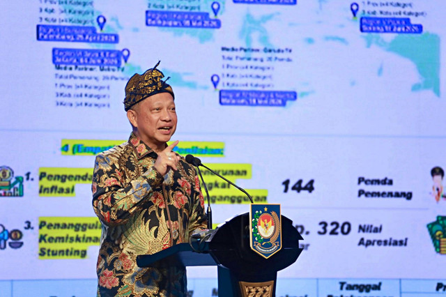 Mendagri Tito Karnavian menghadiri acara Apresiasi Pemerintah Daerah Berprestasi 2026 Regional Nusa Tenggara dan Maluku di Ballroom Merumatta Senggigi, Lombok, Nusa Tenggara Barat (NTB), Selasa (19/5/2026). Foto: Dok. Kemendagri