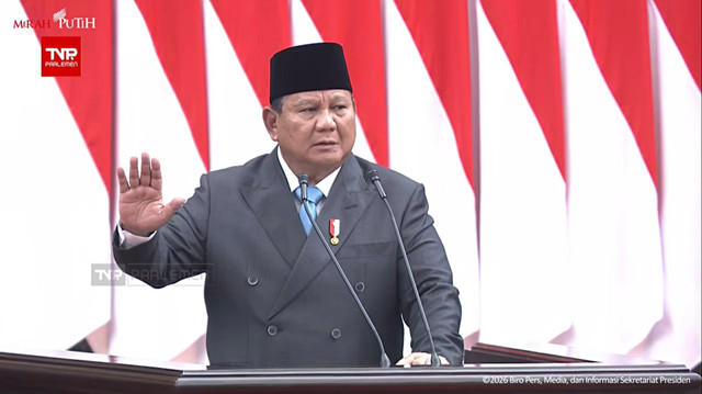Presiden RI, Prabowo Subianto memberikan paparan dalam Rapat Paripurna DPR RI ke-19 Terkait KEM dan PPKF RAPBN 2027 di Gedung DPR, Kompleks Parlemen, Jakarta, Rabu (20/5/2026). Foto: YouTube/ Sekretariat Presiden