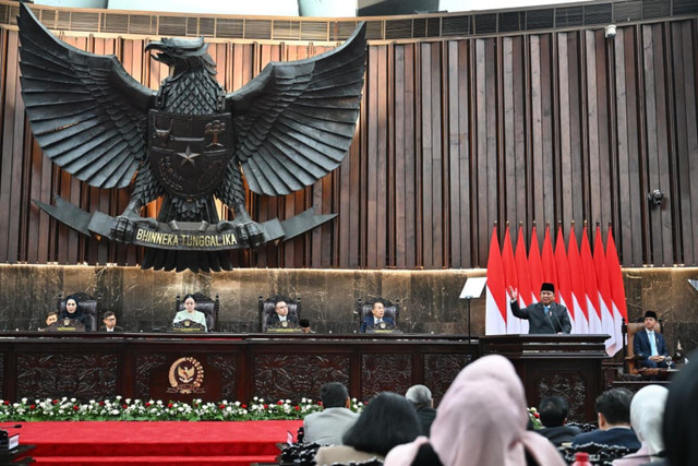 Presiden Prabowo saat menyampaikan Kerangka Ekonomi Makro (KEM) dan Pokok-Pokok Kebijakan Fiskal (PPKF) RAPBN Tahun Anggaran 2027, dalam Rapat Paripurna ke-19 masa persidangan V Tahun sidang 2025-2026 DPR RI, Rabu (20/5/2026). Foto: Dok. Biro Pers, Media, dan Informasi Sekretariat Presiden