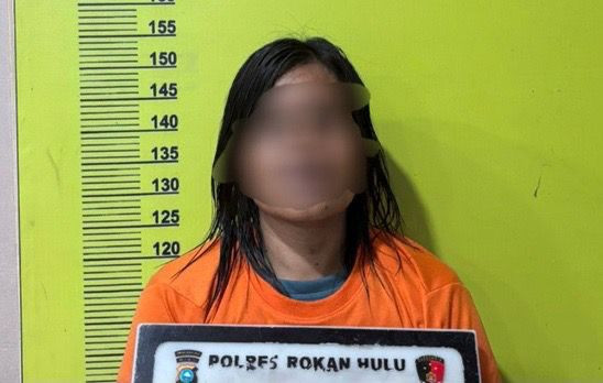 Seorang ibu berinisial DR, warga Desa Muara Dilam, Kecamatan Kunto Darussalam, Kabupaten Rokan Hulu, ditangkap polisi setelah diduga menganiaya anak kandungnya sendiri hingga meninggal dunia. Foto: Dok. Istimewa
