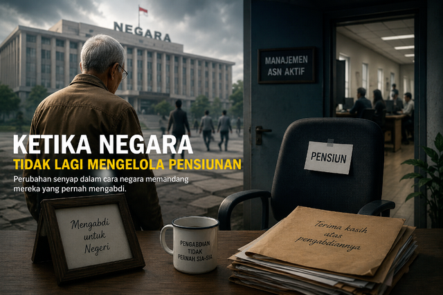 Ketika Negara Tidak “Lagi” Mengelola Pensiunan. Ilustrasi: AI Generated/Dok. Pribadi.