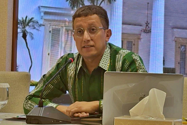 Juru Bicara II Kementerian Luar Negeri RI, Vahd Nabyl Achmad Mulachela, saat memberikan keterangan pers di Kemlu RI, Jakarta, Kamis (21/5/2026). Foto: Jeni Ritanti/kumparan