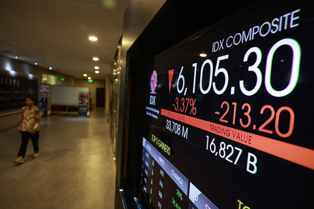 Pekerja berjalan di dekat layar digital pergerakan Indeks Harga Saham Gabungan (IHSG) di Bursa Efek Indonesia (BEI), Jakarta, Kamis (21/5/2026). Foto: Dhemas Reviyanto/ANTARA FOTO