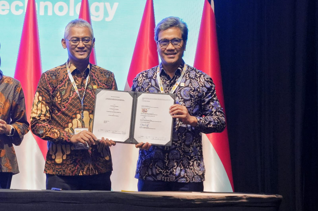 PGN bersama Pertamina Hulu Energi dan Pupuk Indonesia menandatangani Joint Study Agreement (JSA) studi teknologi Carbon Capture and Storage (CCS) pada ajang IPA Convex 2026 di Jakarta, Kamis (21/5/2026). 