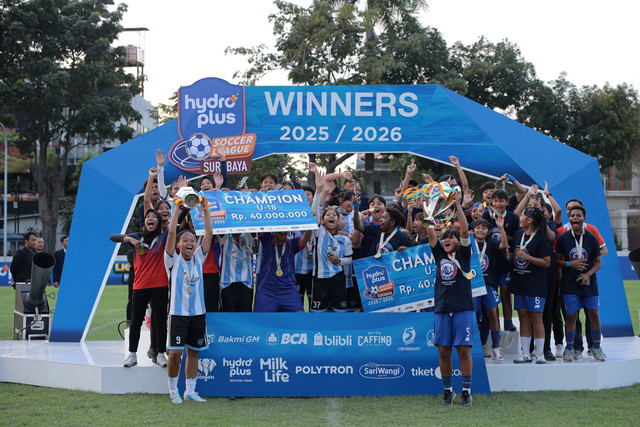 Juara Hydroplus Soccer League 2026, Tigers FA di U-18 dan Arema FC Women di U-15. Foto: Dok. Hydroplus Soccer League