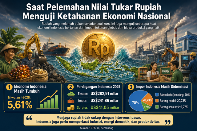 Ilustrasi pelemahan nilai rupiah yang menguji ketahanan ekonomi. Foto: Generated by AI