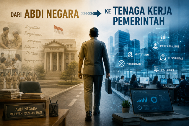 Dari Abdi Negara ke Tenaga Kerja Pemerintah. Ilustrasi: AI Generated/Dok. Pribadi.