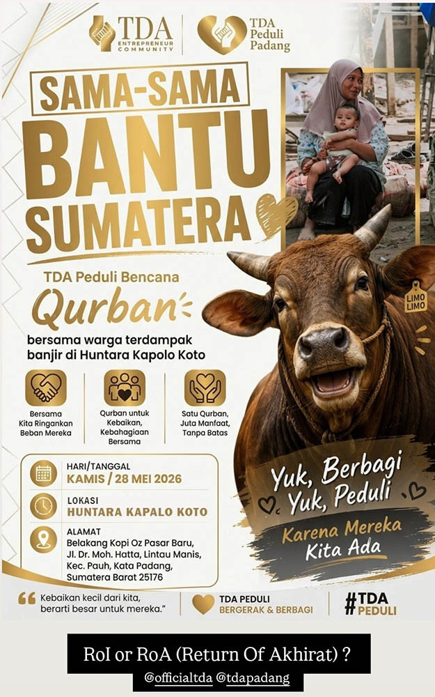 TDA Pusat Salurkan Qurban Idul Adha 1447 H untuk Penyintas Banjir di Sumatera