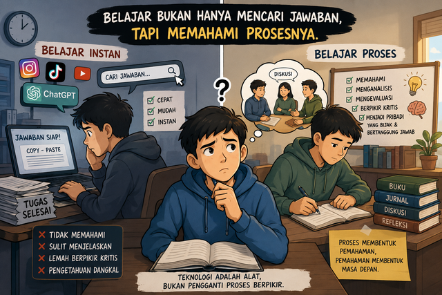 Belajar tidak hanya mencari jawaban, tetapi juga memahami prosesnya. Foto: Generated by AI