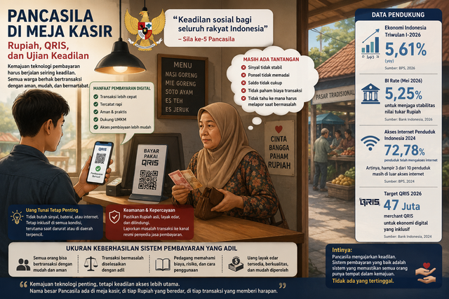 Ilustrasi Implementasi Nilai Pancasila dalam Sistem Pembayaran (Foto generated by AI)