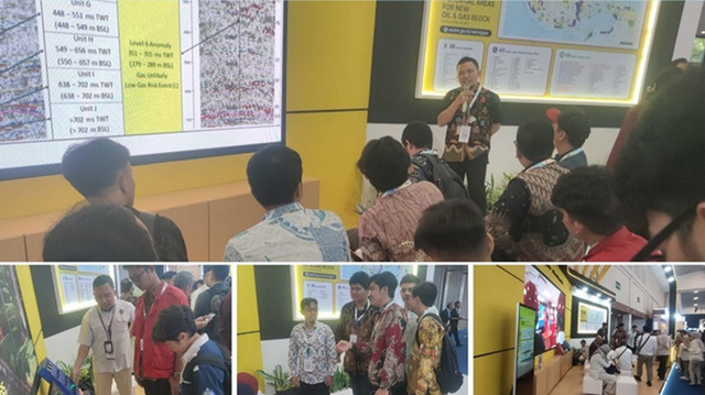 Suasana di booth Kementerian ESDM ketika PPSDM Migas melakukan paparan. (Dok. Humas PPSDM Migas)