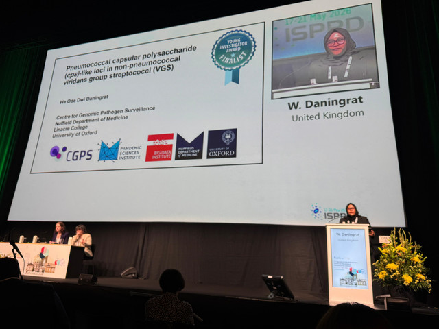 Wa Ode Dwi Daningrat dalam acara ISPPD (International Society of Pneumonia and Pneumococcal Diseases), konferensi ilmiah yang diselenggarakan di Copenhagen, Denmark. Foto: Dok. Istimewa