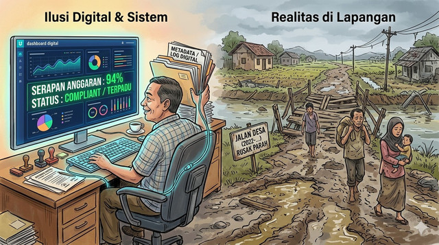 Ketika Realitas Desa Kalah oleh Angka Metadata (Sumber: Generate Ai)